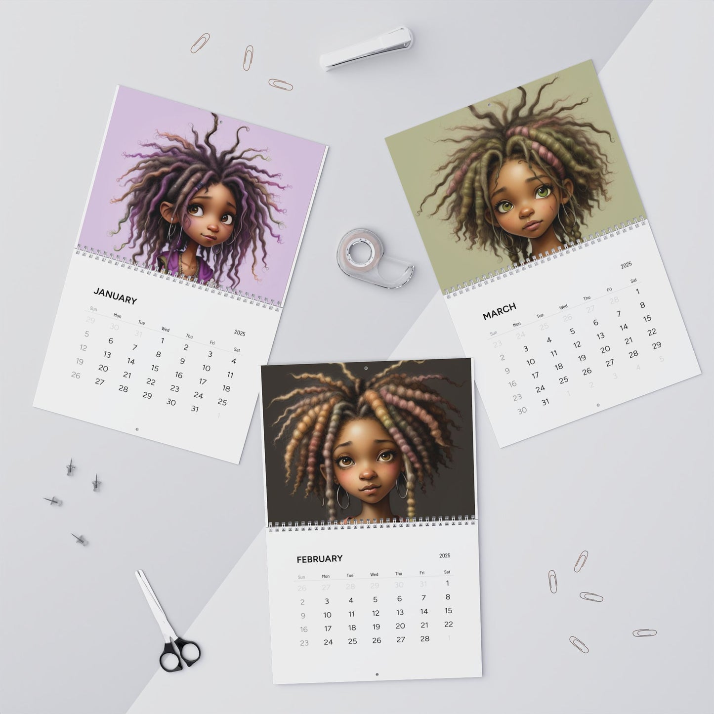Whimsical Black Girls - Wall Calendar