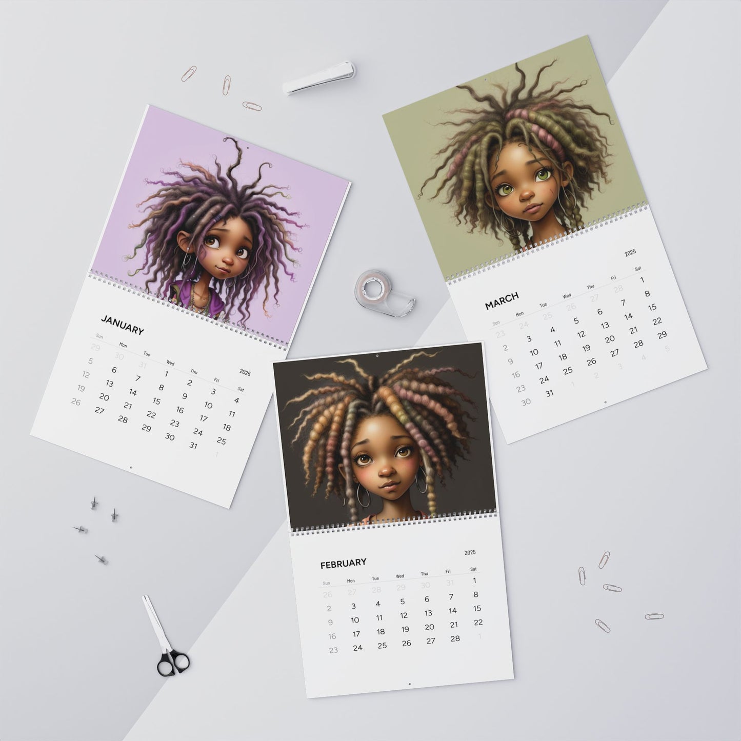 Whimsical Black Girls - Wall Calendar