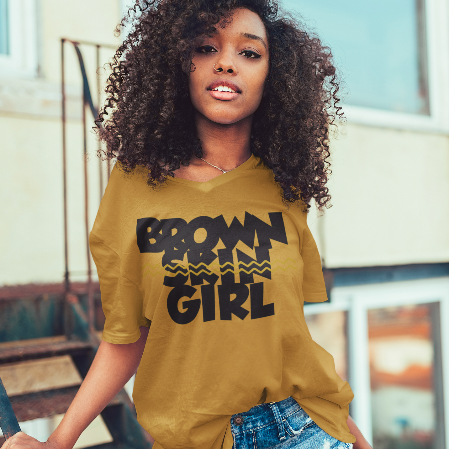 Brown Skin Girl V-neck Tee